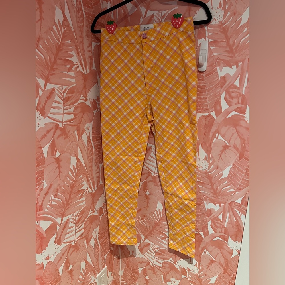 Urban Outfitters Yellow Plaid High Waisted Oants